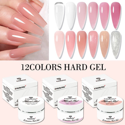 30ML Hard Gel For Nail Extension Milky White Builder Constructor Gel Self Leveling Reinforcement Nail Gels Camouflage Manicure